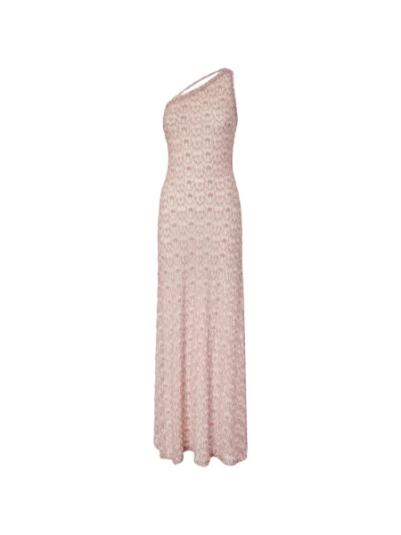 Rochie maxi Missoni cu un umăr gol de costum roz