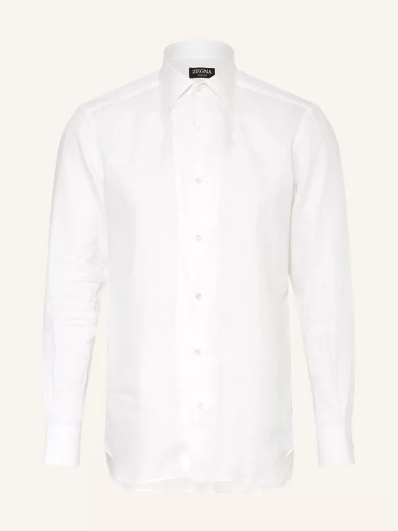 Zegna Lněná Košile Regular Fit bílá