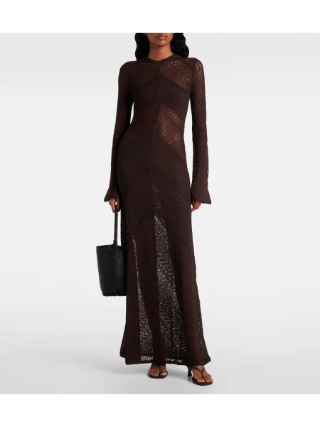 Rochie maxi Staud tricotate de costum maro