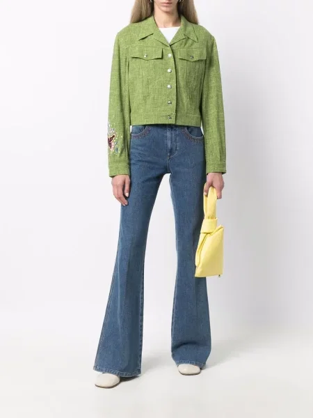 Zkrácená bunda Christian Dior Pre-owned s výšivkou zelená