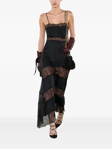Rochie Ulla Johnson asimetrică din dantelă negru