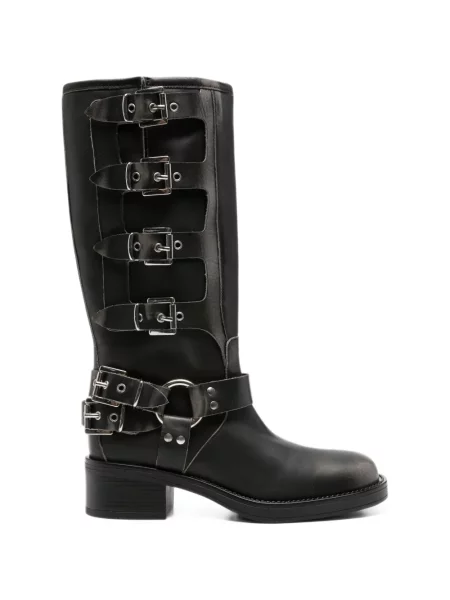 Botine Gisel B din piele cu cataramă negru