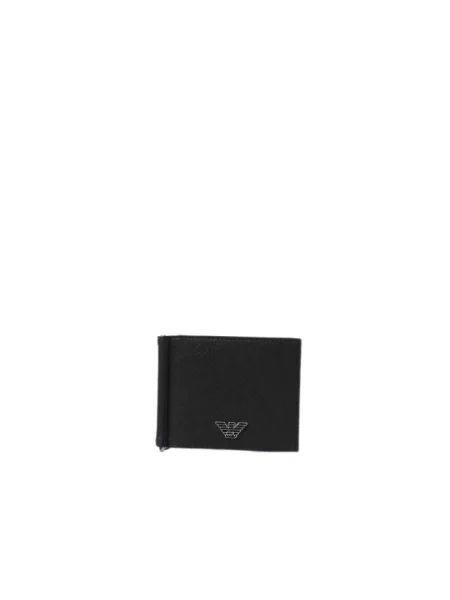 Portfel Emporio Armani skórzany z logo czarny