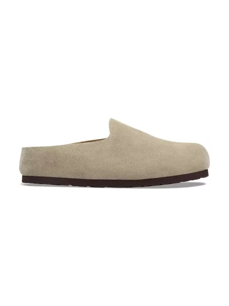 Birkenstock kapcie zamszowe Amsterdam Wrapped Suede Leather beżowe