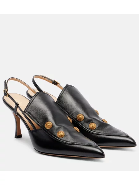 Pantofi cu toc Chloé din piele slingback negru