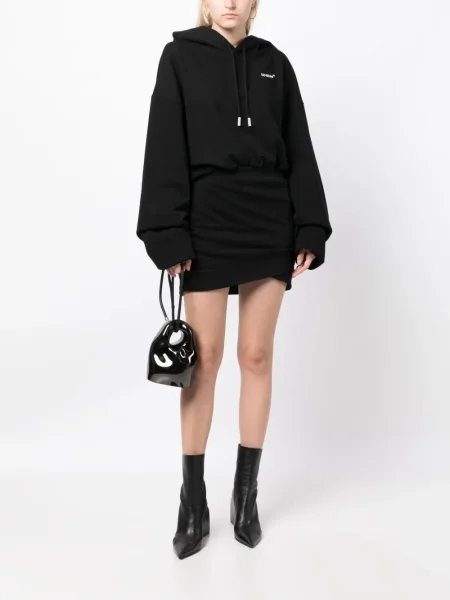 Hanorac cu glugă Off-white cu broderie alb