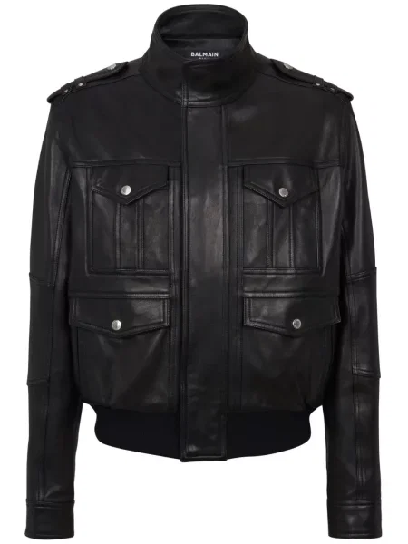 Lung geanta de piele Balmain negru