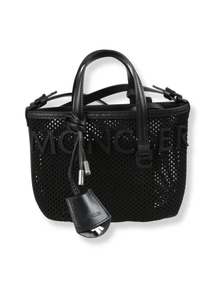Shopperka Moncler skórzana z logo czarna