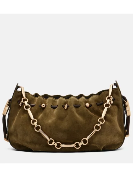 Geantă Zimmermann din piele de căprioară verde