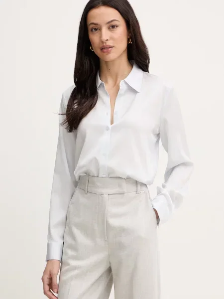 BOSS koszula z dodatkiem jedwabiu Bonya niebieska