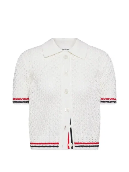 Cardigan Thom Browne scurt alb