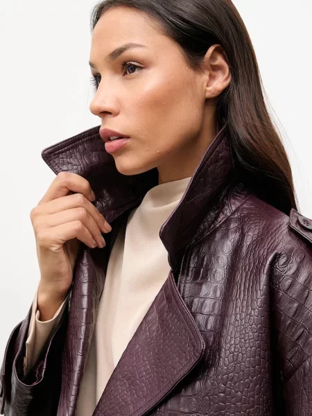 Шкіряна куртка Answear.LAB демісезонна oversize бордовий