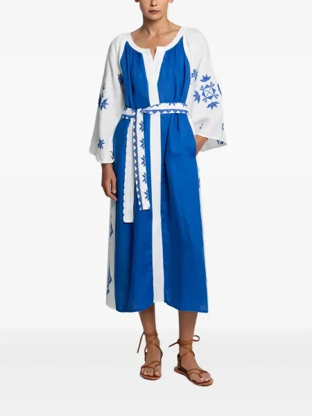 Sukienka midi Greek Archaic Kori do kolan garniturowa niebieska