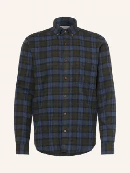 Eton Flanelová Košile Casual Fit / tmavě zelená modrá
