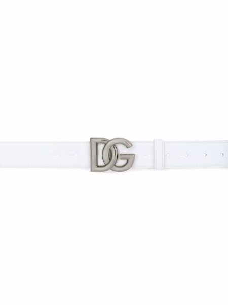 Kožený pásek Dolce & Gabbana s přezkou bílý