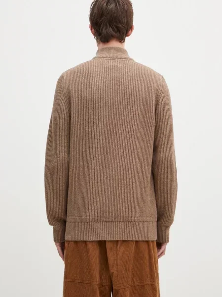Vlněný svetr Baracuta Barbour x Baracut Miller Half Knit pánský hřejivý s golfem béžová