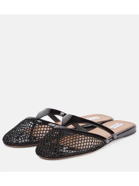 Papuci tip mules Alaïa din piele de plasă negru