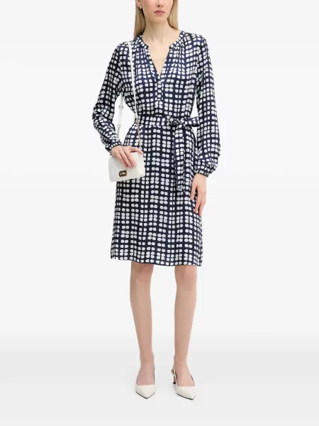Rochie midi Marc Aurel cu imagine cu imprimeu geometric albastru