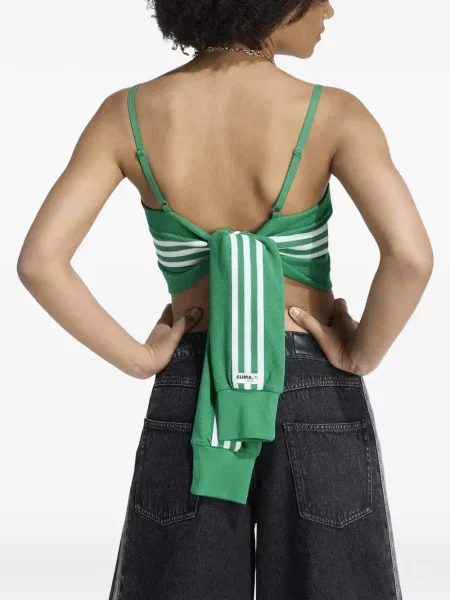 Sznurek ściągający kołnierzykowy podkoszulka Adidas w paski czarna