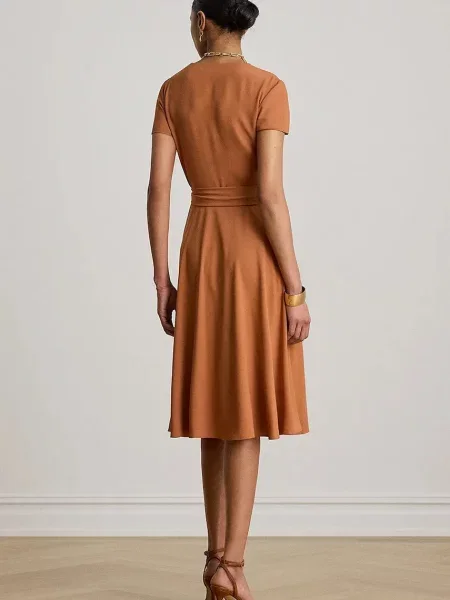 Lauren Ralph Lauren šaty s viazaním oranžová