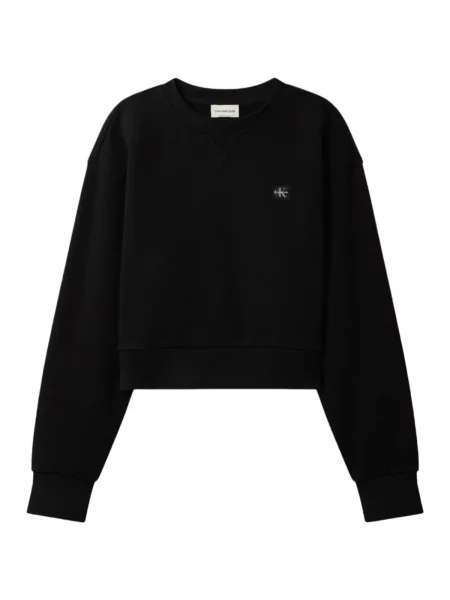 Pulover Calvin Klein Jeans din material terry negru