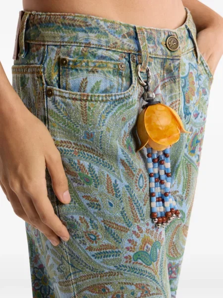 Gėlėtas pakabukas Etro su kutais oranžinė