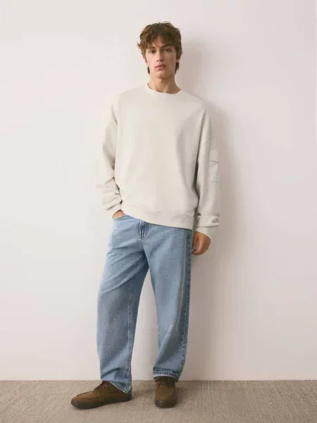 Bluza z haftem kość słoniowa Teen XS MANGO TEEN