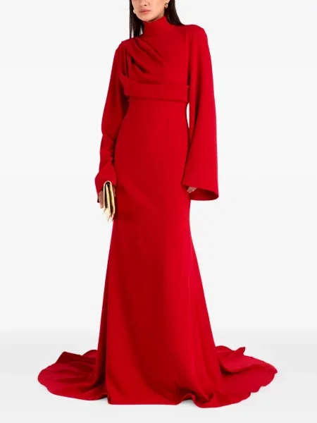 Lung rochie maxi Solace London drapată roșu