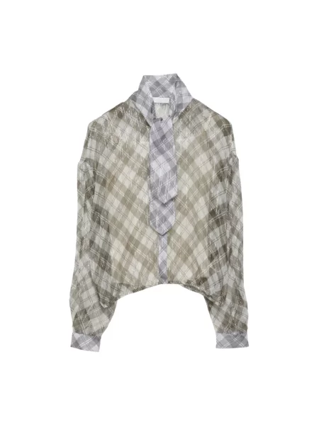 Koszula Fabiana Filippi szyfonowa w kratkę szara