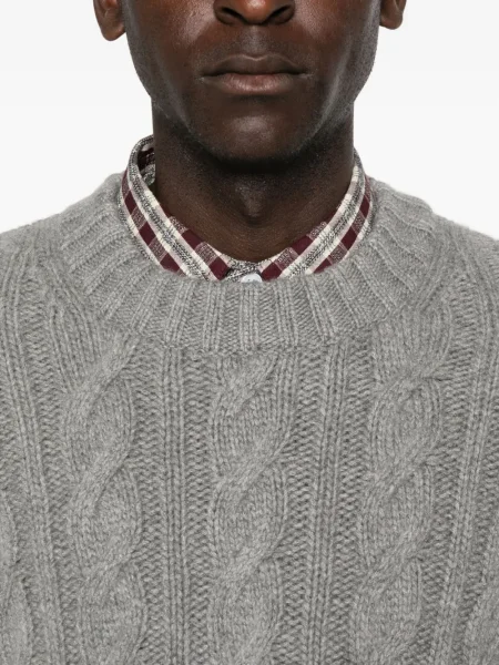 Pulover Eric Bompard cu decolteu rotund gri