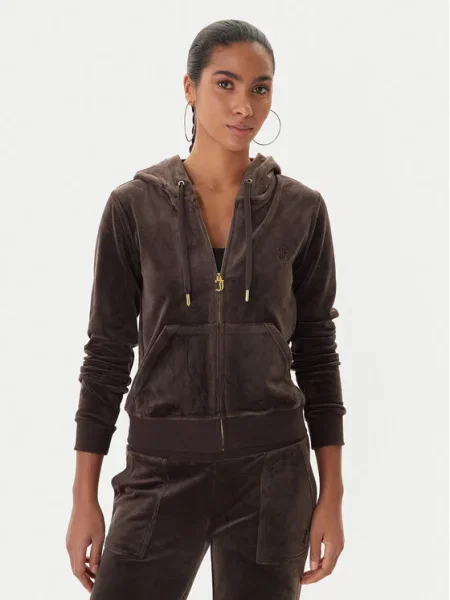 Суичър с качулка Juicy Couture с качулка с апликация бежово