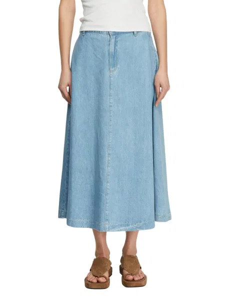 Spódnica maxi w stylu denim z domieszką lyocellu Comma niebieska