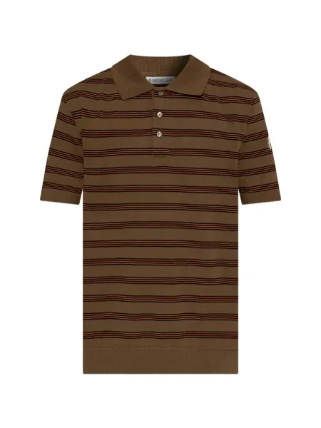 Tricou polo Moncler cu dungi maro