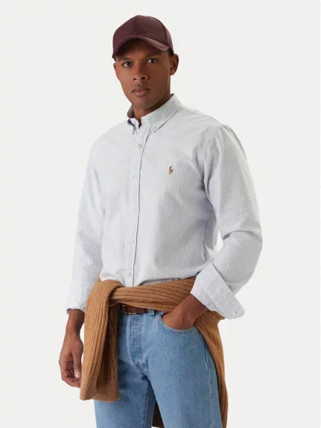Koszula Polo Ralph Lauren z twillu niebieska
