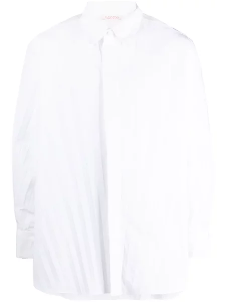 Plisovaná dlouhá košile Valentino Garavani bílá
