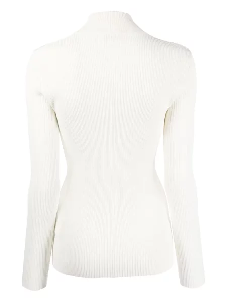 Ilgas briaunotas megztinis Moncler balta