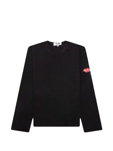 Tricou Comme Des Garcons Play cu aplicații negru