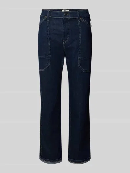 Jeansy o kroju relaxed fit z wpuszczanymi model ‘Iowa Baggy’ Mac granatowe