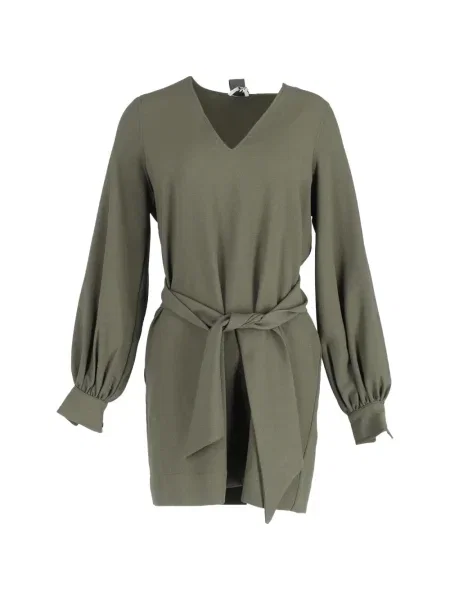 Rochie mini Ganni cu decolteu în V de costum verde