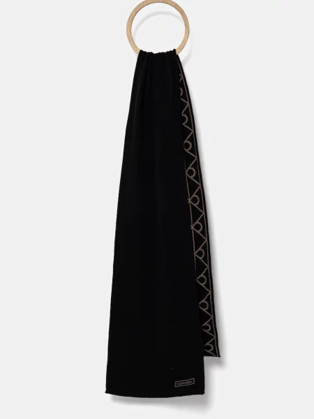 Dvostranski volneni šal Calvin Klein črna