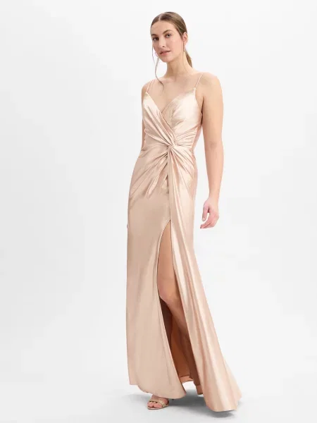 Luxuar Fashion sukienka wieczorowa Kobiety złoty jednolity 32