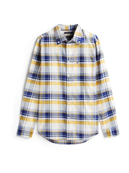 TOMMY HILFIGER Košile světlemodrá / tmavě modrá / tmavě žlutá bílá