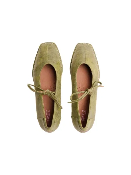 Pantofi Paez din microfibră verde