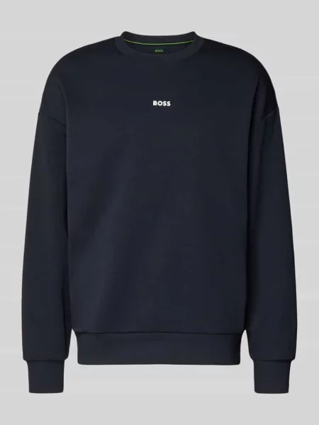 Bluza o kroju regular fit z mieszanki bawełny model ‘STENSON’ Boss Green niebieska