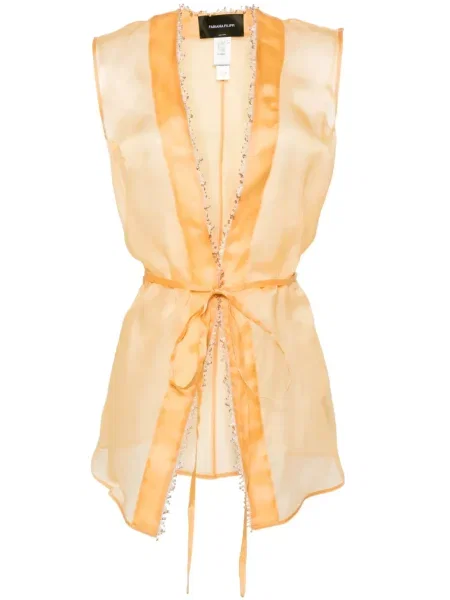 Jedwabna kamizelka Fabiana Filippi z koralikami pomarańczowa