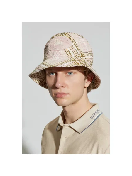 Kapelusz Burberry w kratę różowy