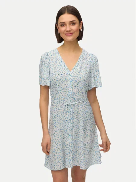 VERO MODA Košeľové šaty VMALBA svetlomodrá / tmavozelená biela