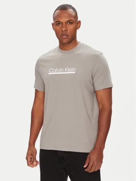 Тениска Calvin Klein с принт сиво