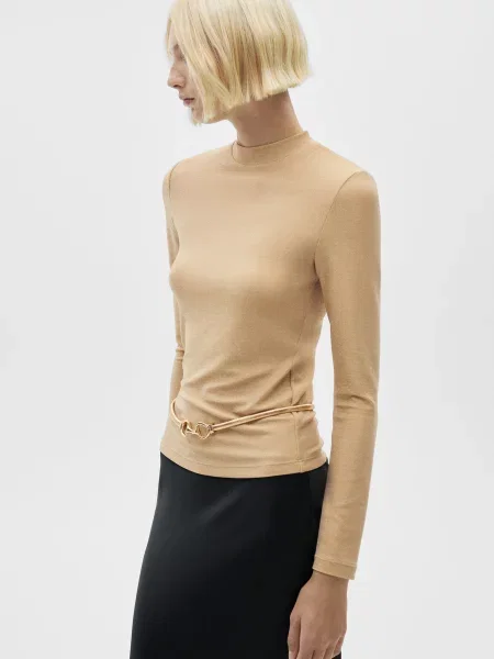 Лонгслів MANGO бежевий