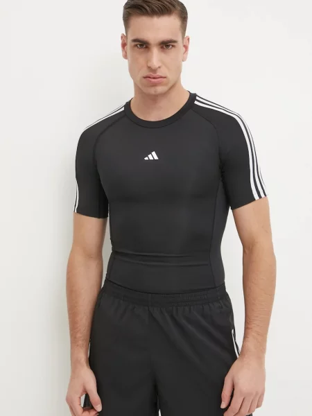 Тениска за трениране adidas Performance Techfit с принт черно